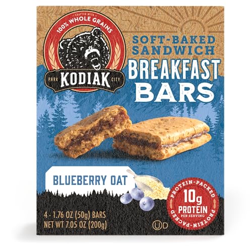 Kodiak Cakes Soft Baked Sandwich Breakfast Bar, Blueberry Oat, High Protein, 100% Whole Grains, 12 boxes with 4 bars each (48 ba