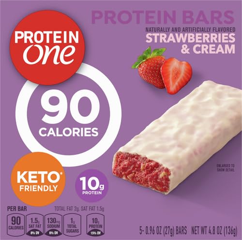 Protein One 90 Calorie Protein Bars, Strawberries And Cream, Keto Friendly, 5 Ct, 4.8 Oz