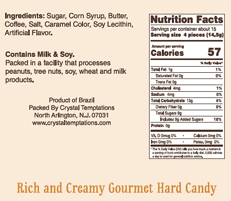 Candy Shop Coffee Candy, Dark Coffee Candy, Rich And Creamy Gourmet Hard Candy, Authentic Brazilian Coffee Flavor, Individually