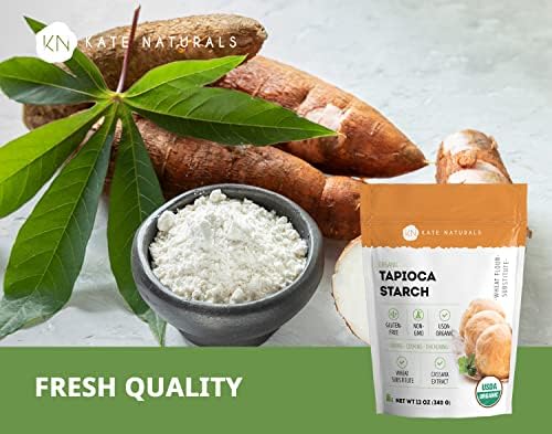 Kate Naturals Tapioca Starch Flour for Baking, Cooking & Boba Pearls (12oz, Organic, Non-GMO, Gluten Free)
