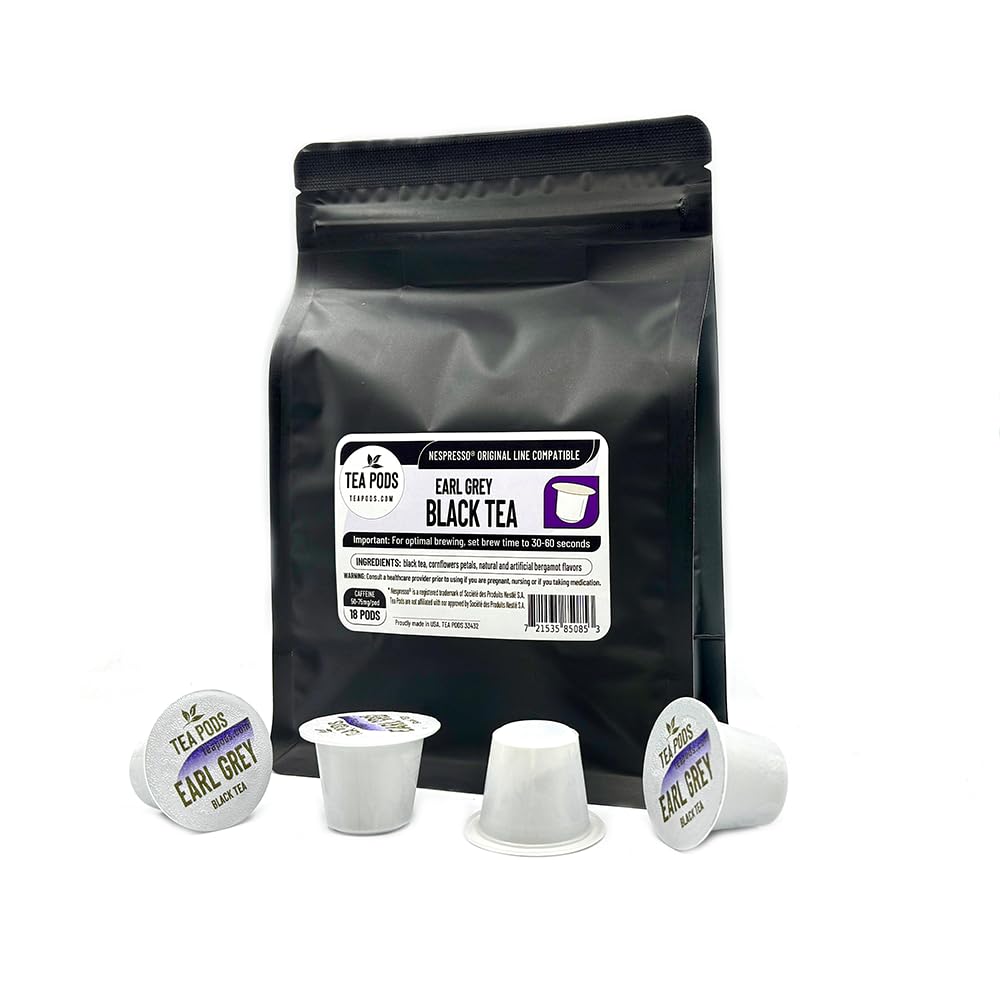 TEA BOQUETE Earl Grey Tea Pods for Nespresso OriginalLine, Bergamot Flavor, 18 Count