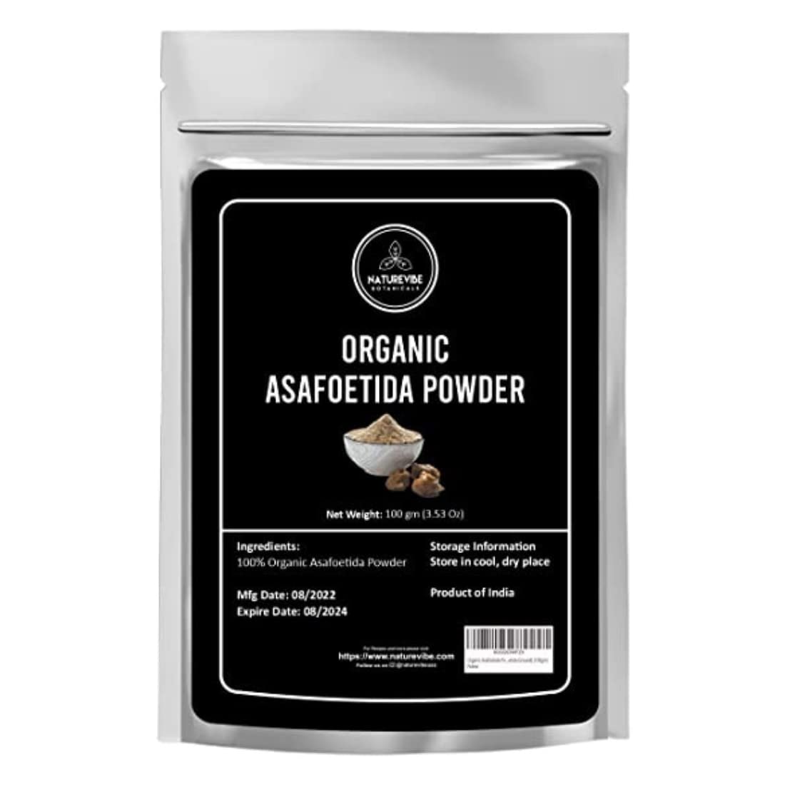 Naturevibe Botanicals Organic Asafetida Powder 100Gm (Hing, Asafoetida Ground) 3.53Oz | Non-Gmo And Gluten Free | Indian Seasoning | Adds Aroma And Flavor
