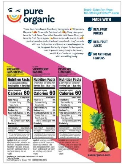 Pure Organic Layered Fruit Bars Variety Pack 28 Count