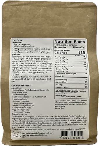 Authentic Foods Pancake & Baking Mix - 20 Ounce - Gluten-Free, Versatile Baking Option