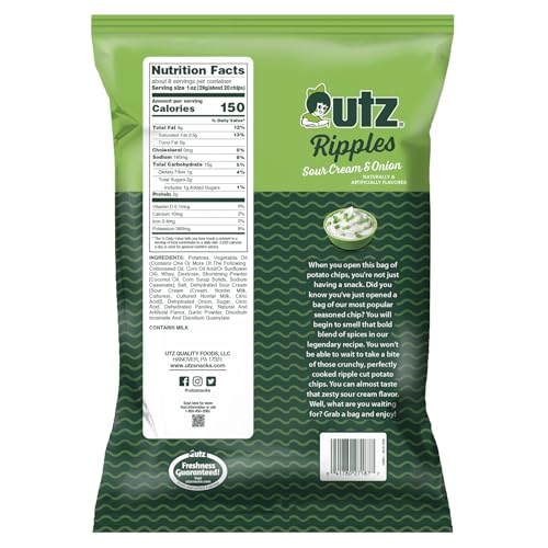 7.75 oz Utz Sour Cream & Onion Ripple Potato Chips