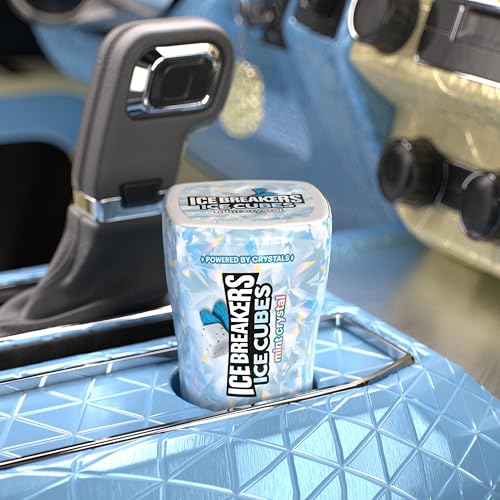 ICE BREAKERS Ice Cubes Mint Crystal Sugar Free Chewing Gum Bottles, 3.24 oz (6 Count, 40 Pieces)