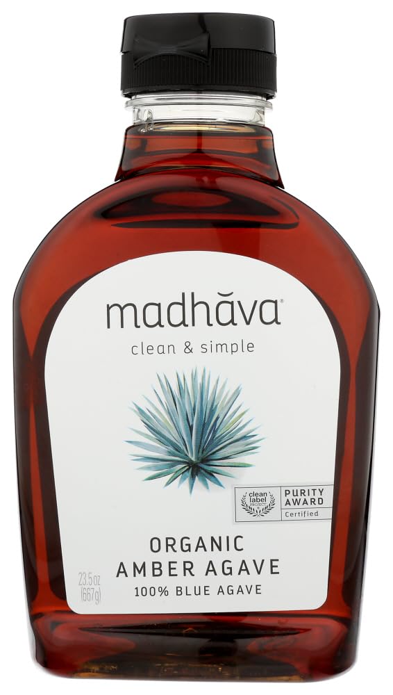 Madhava Naturally Sweet Organic Blue Agave Low-Glycemic Sweetener, Amber, 23.5 Ounce (Pack of 6)