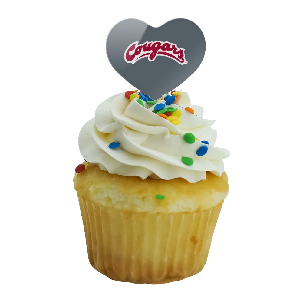 GRAPHICS & MORE Cupcake Picks Set of 6, Heart Design, Acrylic, One Size, Washington State University