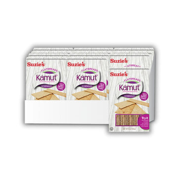 Suzies Kamut Rosemary Flatbread Crackers| Pack of 12 | Low-Fat & Vegan, Kosher, Whoelgrain | Low Carb Healthy SnackLow Carb | C