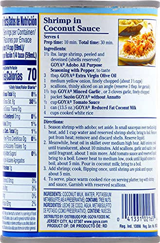 Goya Foods Coconut Milk, Reduced Fat, 13.5 Fl Oz (Pack Of 24)