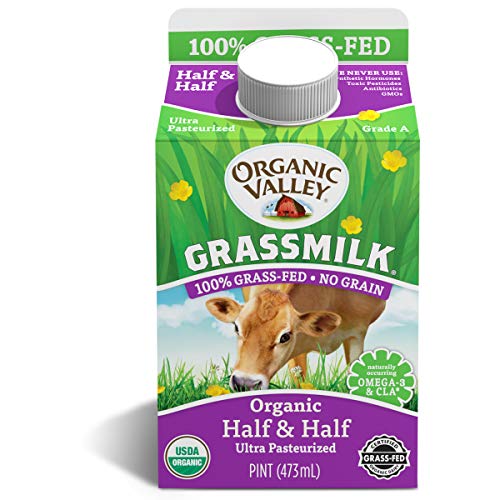 Organic Valley Grassmilk Half and Half - Organic, Grass Fed, Non GMO - 16 oz (Pint)