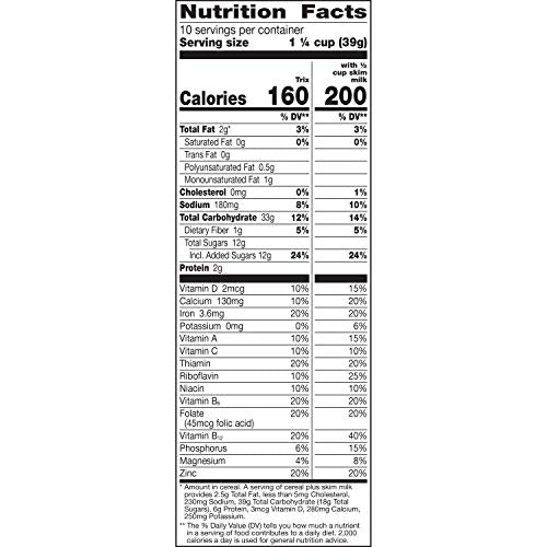 Trix, Cereal, Fruit Flavored Corn Puffs, 13.9 oz (Pack of 10)
