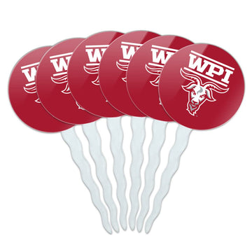 Worcester Poly Primary Logo Cupcake Picks Toppers Decoration Set of 6