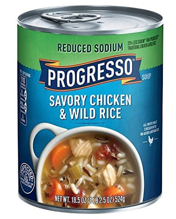 Progresso Reduced Sodium Savory Chicken & Wild Rice Soup 18.5 oz. (Pack of 2)