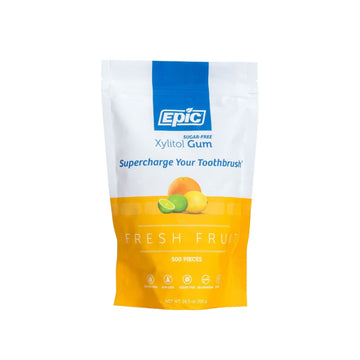 Epic Xylitol Chewing Gum - Sugar Free & Aspartame Free Chewing Gum Sweetened W/Xylitol For Dry Mouth & Gum Health (Fresh Fruit,