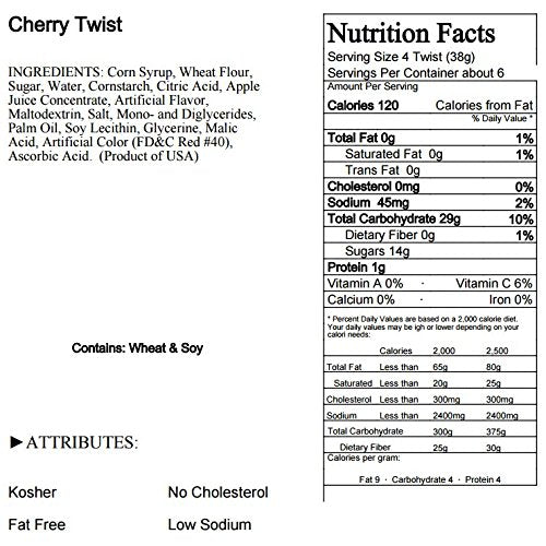 Cherry Licorice - 3 PACK - FAT FREE Old Fashioned Gourmet Licorice Twists - Quality Licorice Candy with Unique Flavor Unlike Any