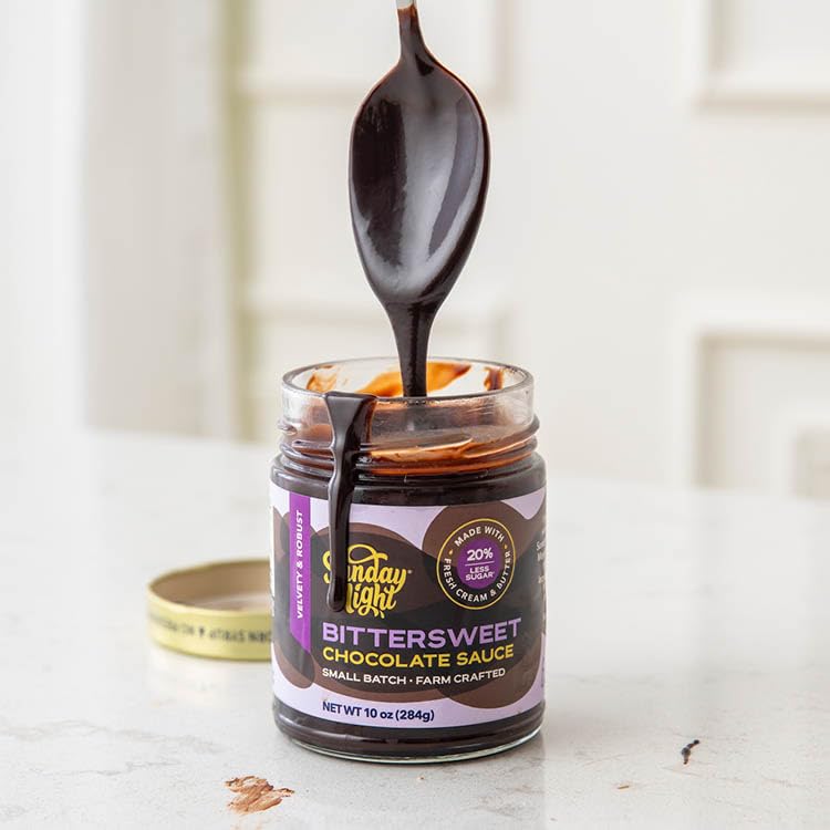Sunday Night Bittersweet Chocolate Sauce - Luxury Chocolate Gift, Gluten-Free, Pure Clean Ingredients, No Preservatives - 10Oz