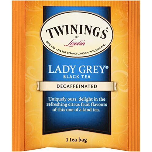 Twinings Decaffeinated Lady Grey Black Tea Individually Wrapped Bags, 20 Count (Pack Of 1), Orange Peel & Lemon Peel, Enjoy Hot