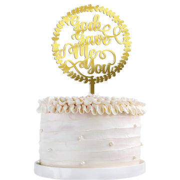 Qertesl God Gave Me You Wedding Cake Topper With Glitter Ring Bridal Shower Cake Pick Decorations, Engagement Theme, For Wedding