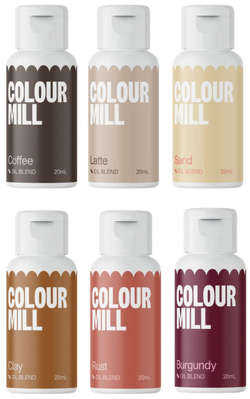 Colour Mill Outback Oil-Based Food Coloring, 20 Milliliters Each Of 6 Colors: Burgundy, Clay, Coffee, Latte, Rust And Sand 4.08