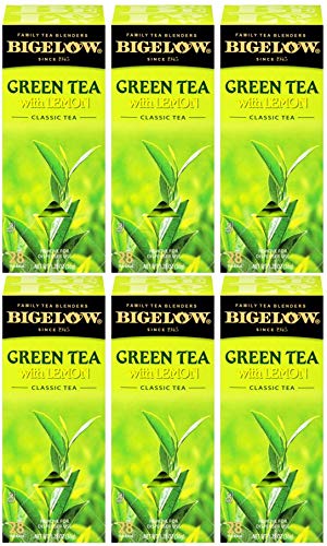 Bigelow Green Tea With Lemon Tea Bags 28-Count Boxes (Pack Of 6) Green Tea Bags With Lemon Peel And Natural Flavors Rich In Anti