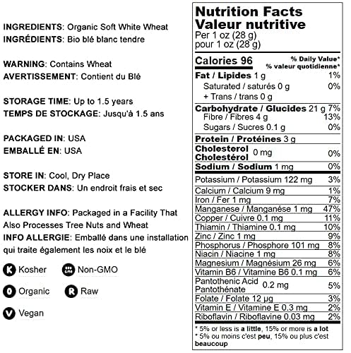 Food to Live - Organic Whole Wheat Pastry Flour, 5 Pounds - Non-GMO, Finely Ground, Unbleached, Unbromated, Vegan, Kosher, All N