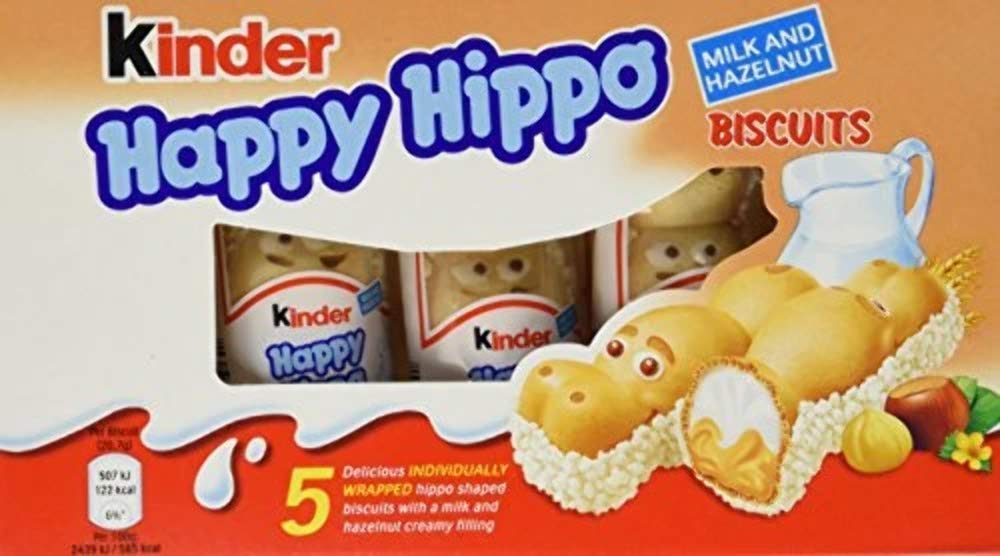 Kinder Happy Hippo Biscuits Milk and Hazelnut 50 Pieces
