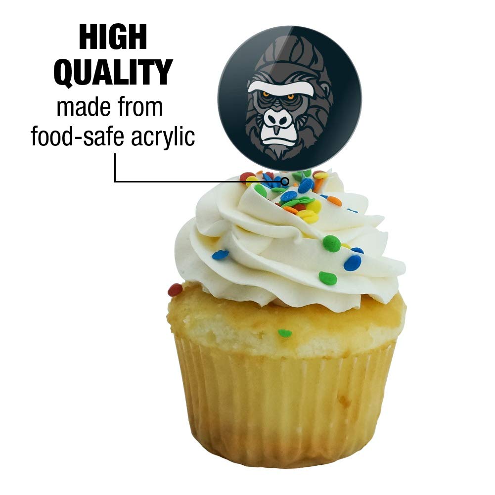 Gorilla Face Cupcake Picks Toppers Decoration Set Of 6