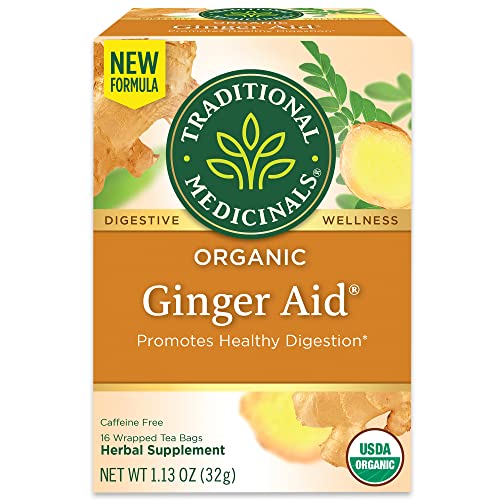 Traditional Medicinals Organic Ginger Aid Tea - 16 Tea Bags, Promotes Healthy Digestion, Pack of 1