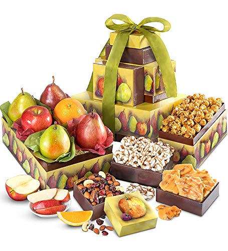 Greatfoods Fresh Fruit And Snacks Premium Gift Tower, Fruit Gift Basket, Snack Gift Basket, Gourmet Food Gifts, Corporate Gifts
