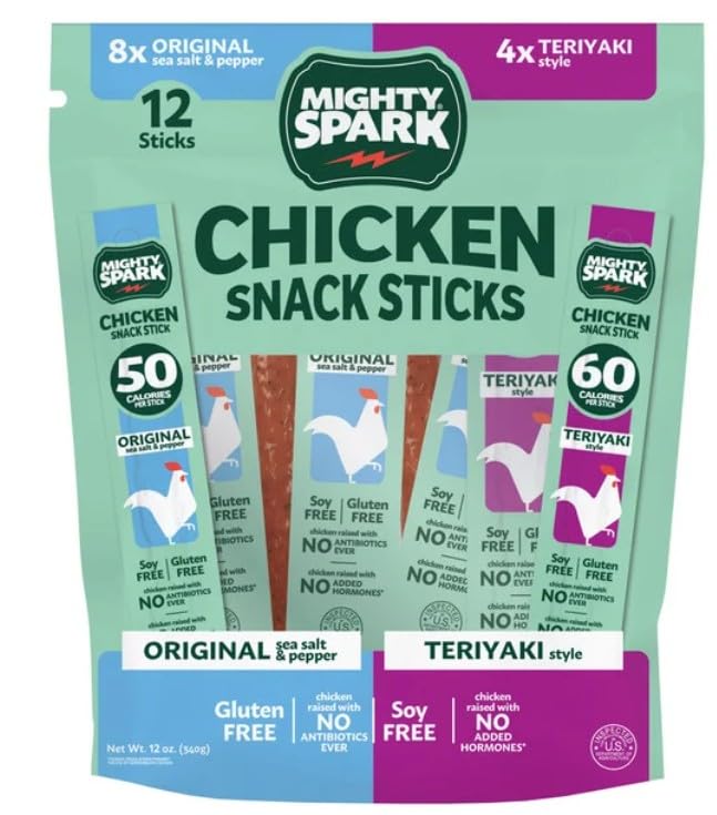Mighty Spark Teriyaki Chicken Stick Variety, 12-count, 1 Ounce per Stick