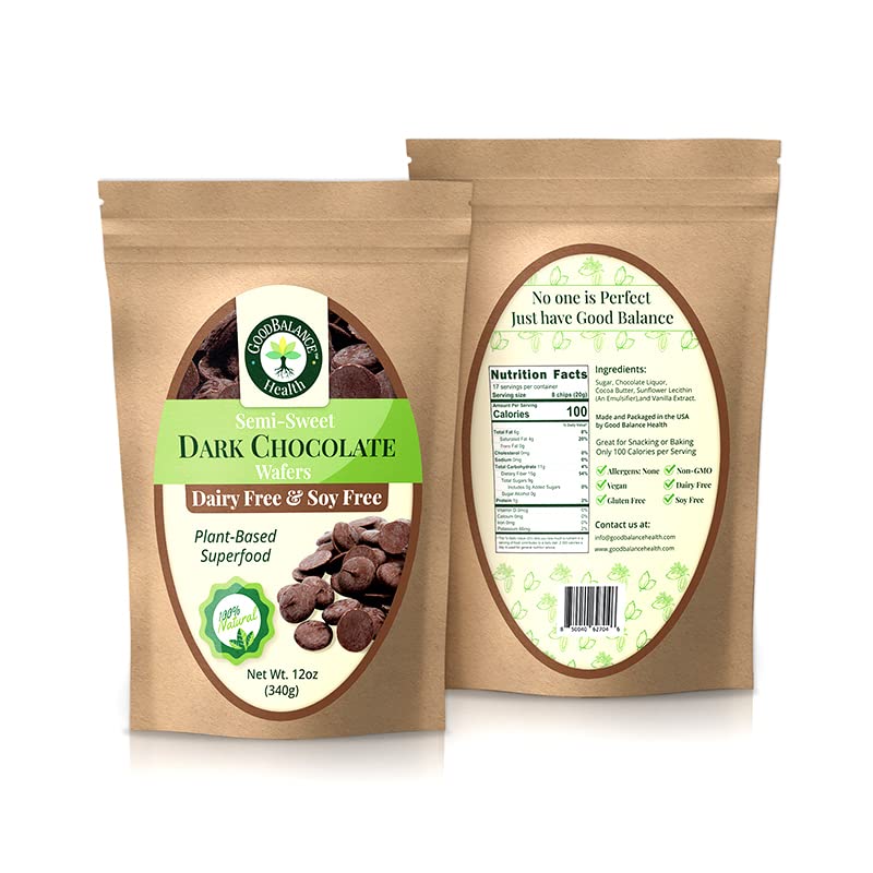 Good Balance Health Dark Chocolate Wafers, Semi Sweet, Dairy Free, Soy Free, Melting Chocolate for Deserts, Baking, Fondue, Dipp