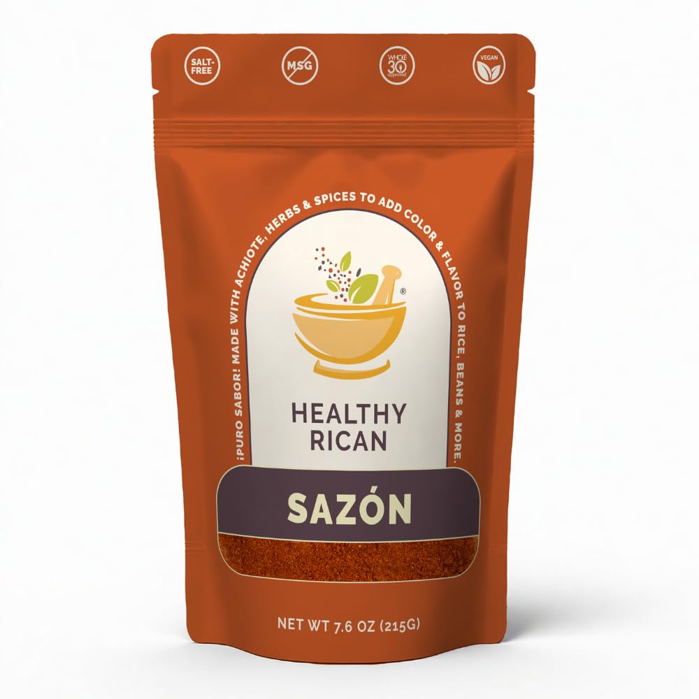 Healthy Rican Sazon Seasoning 7.6 oz Large Pouch Puerto Rican Latin SPice Blend No Red 40 Gluten Free Keto Whole30 Approved No M