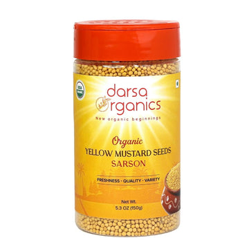 Darsa Organics Yellow Mustard Seeds 5.3 oz - USDA Organic, Non-GMO, Kosher, Gluten-Free, Organic Mustard Seeds for Pickling, Coo