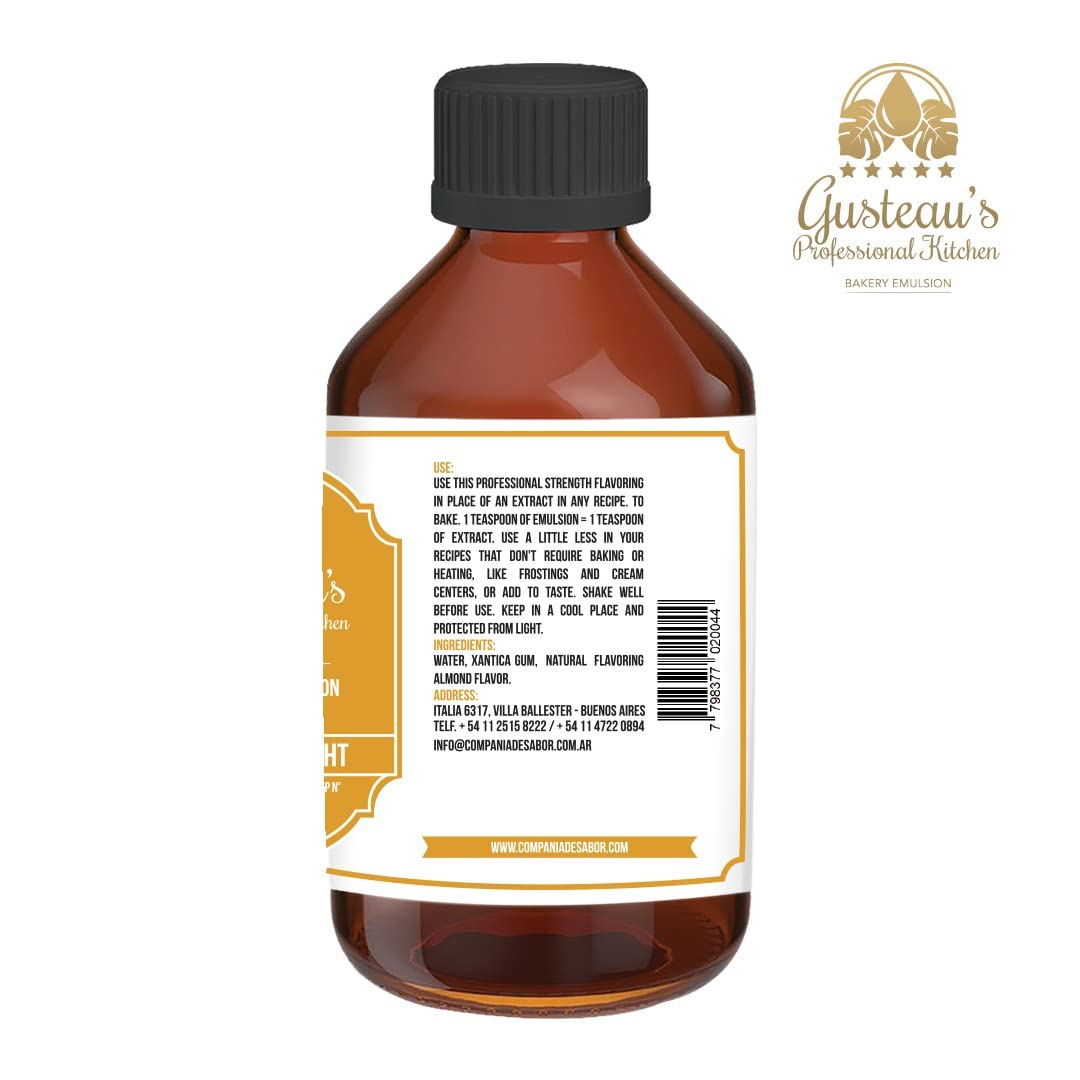 GUSTEAU’S Almond Flavor Bakery Emulsion, 4 fl oz,    Free, Sugar Free, Kosher