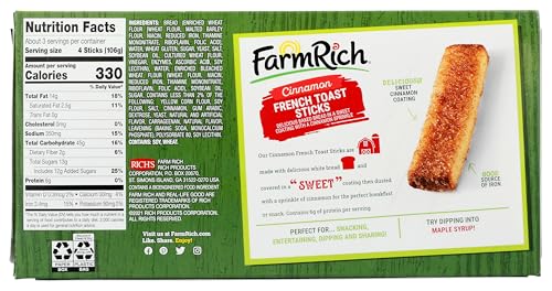 RICH PRODUCTS Farm Cinnamon French Toast Sticks, 7.81 lb (frozen)