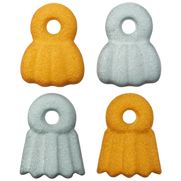 Gold and Silver Christmas Ornament Edible Sugar Cake Toppers, 24 Count
