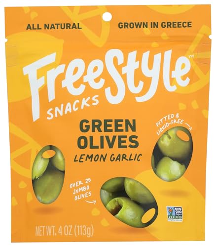 Freestyle Snacking - Olives Green Lemon Garlic - Case Of 6-4 Ounces