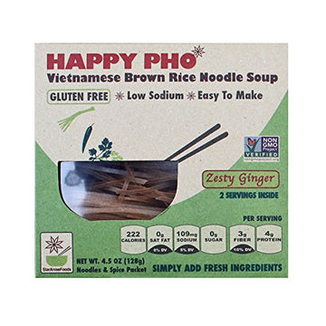 Vegan Gluten Free Vietnamese Happy Pho Zesty Ginger 12 Servings 4.5 Oz  2 Servings Per Box Pack Of 6 Boxes