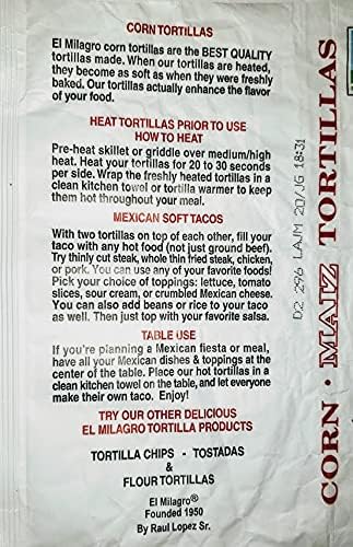 El Milagros Corn Tortillas, No Preservatives, Non-Gmo, Fresh From Chicago - 12 Packages (144 Tortillas) (12 Pack Plastic)