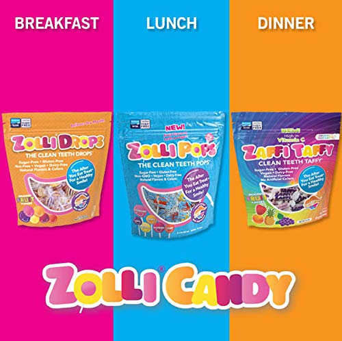 Zollipops Zolli Ball Popz Blue Raspberry, Sugar-Free, Allergy-Free, Vegan, Keto & Diabetic Friendly, Clean Teeth Candy