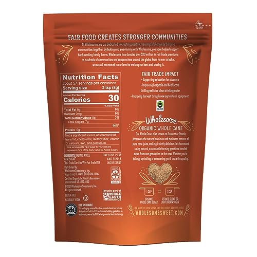 Wholesome Sweeteners 16-Ounce Organic Sucanat Panela Whole Cane Sugar, Fair Trade, Non-Gmo Project Verified, Gluten Free & Vegan For Baking, Sprinkling And More, 1 Pack