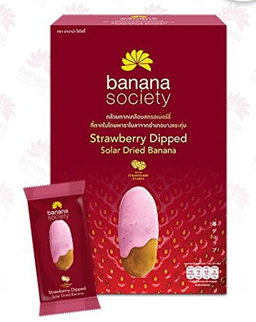 Banana Society Strawberry Dipped Solar Dried Banana 250 g. Thailand product
