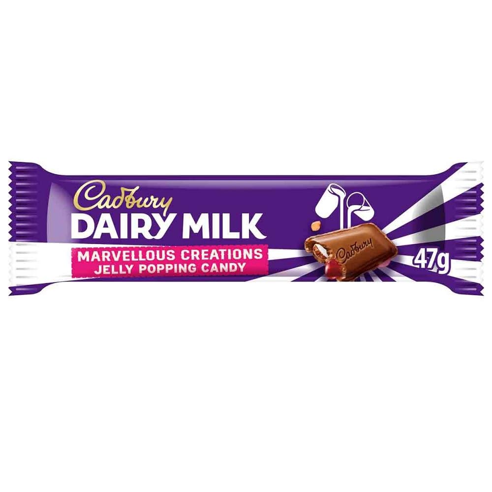 Cadbury Dairy Milk Marvellous Creations Jelly Popping Candy Bar, 47g (Pack of 24), 1.65 Ounce, Model 26236