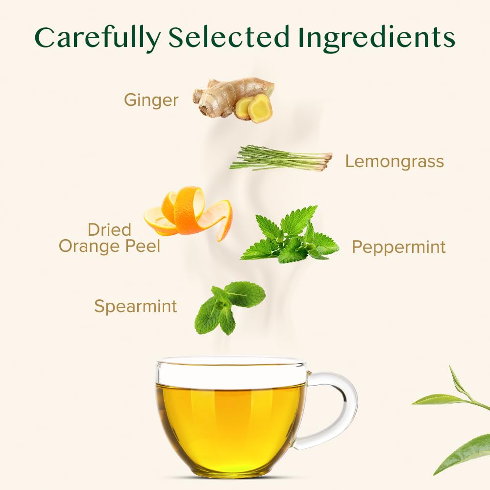 Vahdam, Citrus Ginger Herbal Tea Tisane (50 Cups, 3.53 Oz) Gluten Free, Non Gmo | Ginger, Lemongrass, Orange Peels, Mint | Herba