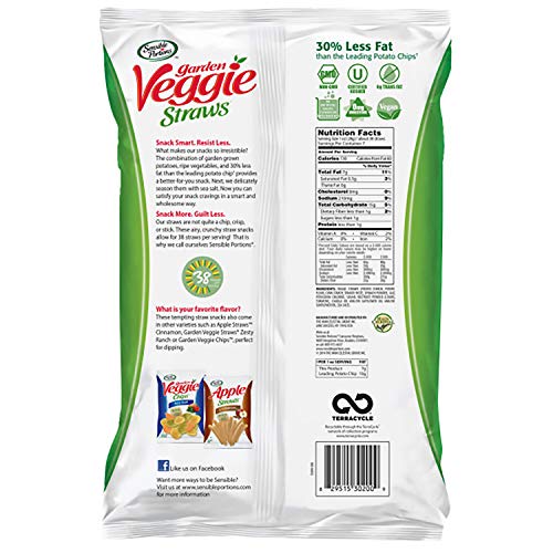 Sensible Portions Garden Veggie Straws, Sea Salt, 7 Oz (Pack of 6)