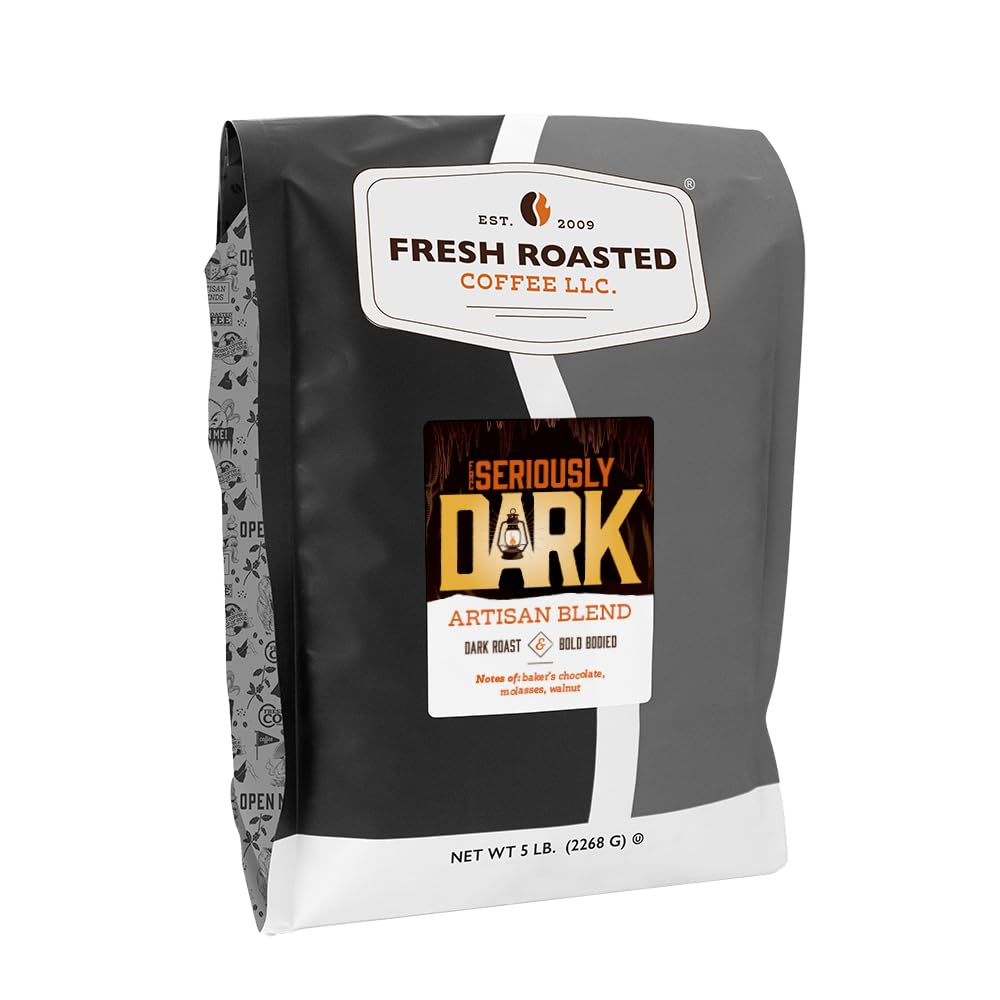 Fresh Roasted Coffee Seriously Dark Artisan Blend 5 lb Dark Roast  Kosher  Whole Bean