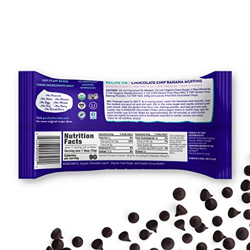 Pascha Organic Extra Dark Chocolate Chips - 85% Cacao Bittersweet - Vegan, Keto-Friendly Baking Chips - Rainforest Alliance Cert