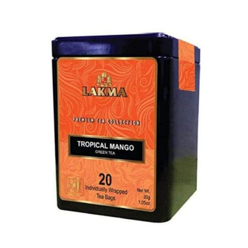 Lakma Green Tea With Mango - 20 Tea Bags - (1 Pack) - Premium Collection In Metal Gift Tin