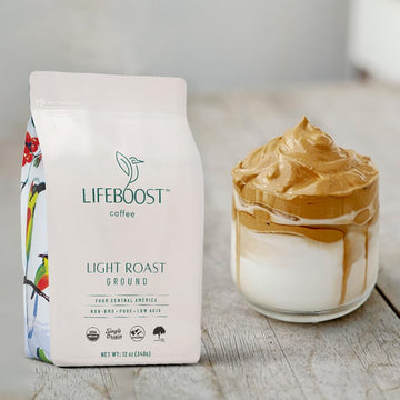 Lifeboost Light Roast Ground Coffee - Non-Gmo Single Origin Low Acid Organic Light Roast Coffee - Third Party Tested For Mycotox